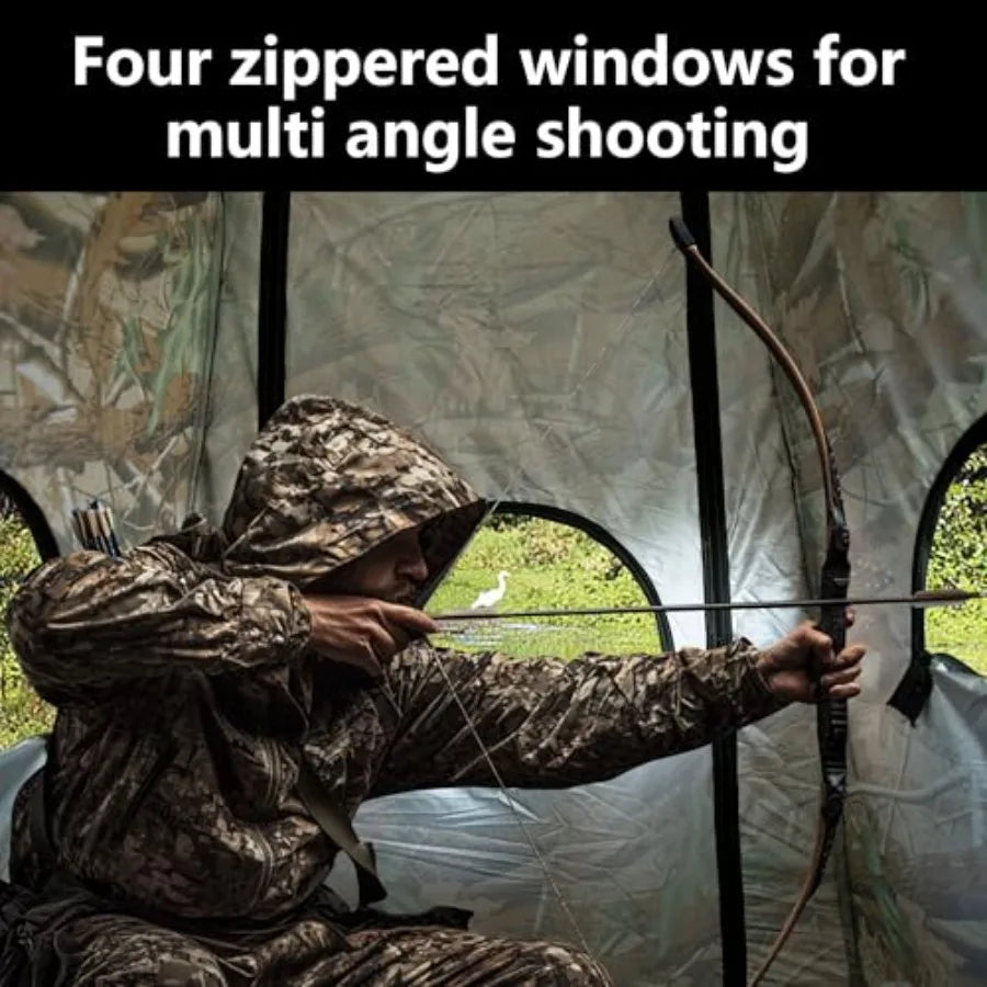 Hunting Blind - 75''x47''x47'' 1-Person Ground Blind with Zipper Windows, Portable Camouflage Tent for Outdoor Deer Hunting