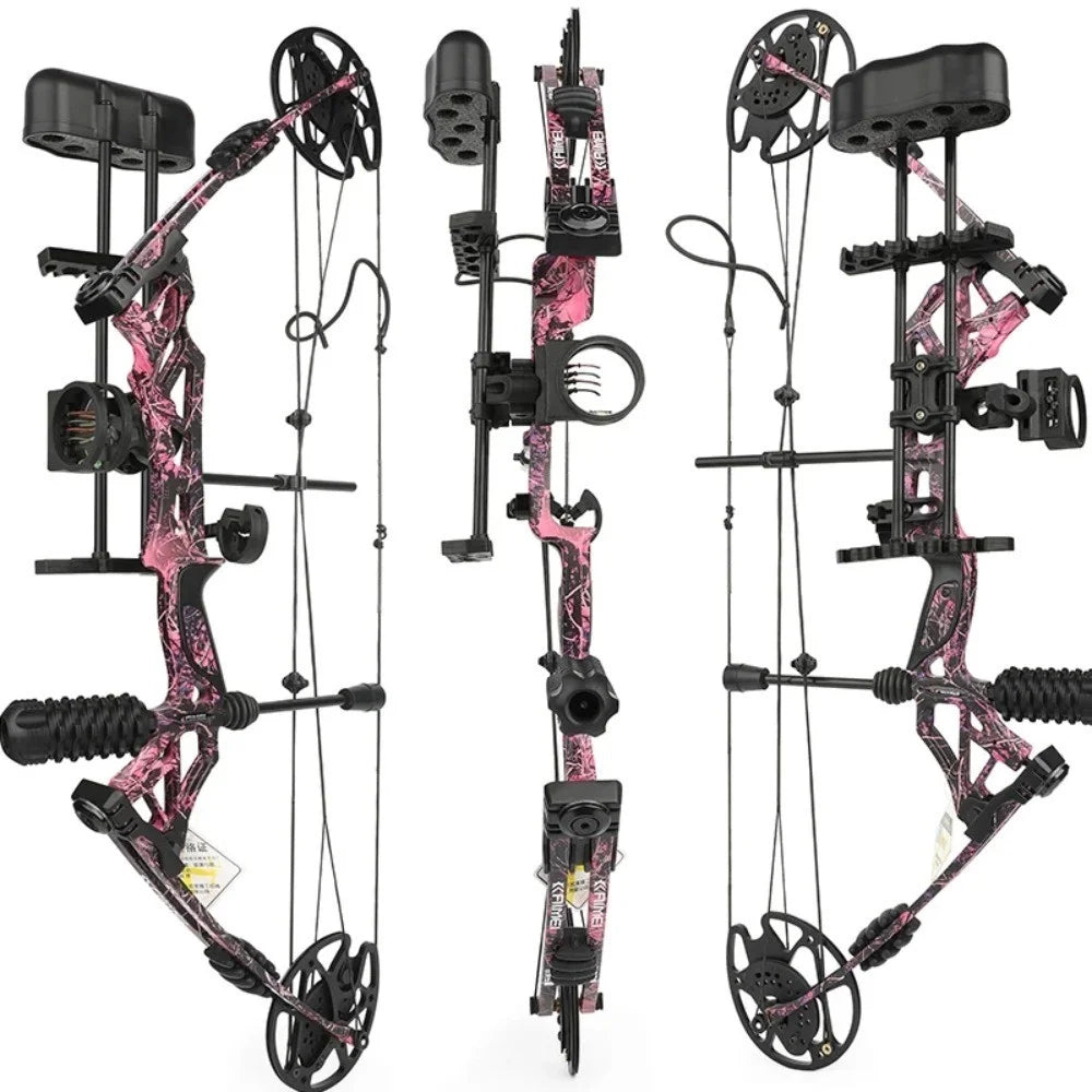 Adjustable Compound Bow with Arrows 30-70lbs 80% Let-off 320FPS High-Strength Alloy Riser for Archery Hunting Shooting Target Practice Outdoor Sports Accessories