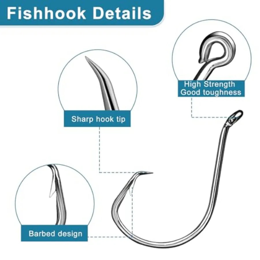 150PCS Circle Hooks, Strong High Carbon Steel Fresh and Saltwater Fishing Hooks, Variety of Different Sizes Circle Hook - Size: