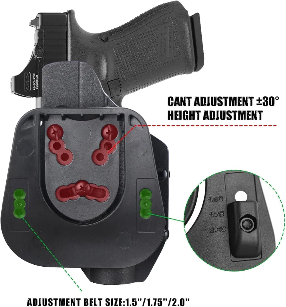 Tactical Kydex Light Bearing Holster for Glock 19 Gen4/5/19X | Fits Streamlight TLR-1/1S/HL/HP, TLR-2/2G/HL/HP-G/2S | Optic Cut, Adjustable, Open Muzzle