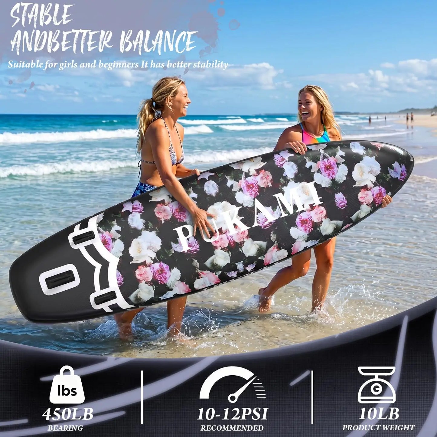 Extra Wide Inflatable Stand Up Paddle Board 11'1" x 33" for Adults, 450lbs Capacity, Includes Premium Accessories Kit, Backpack & Seat, Non-Slip Stable Deck – Blow Up Kayak for Yoga, Fishing & Surf