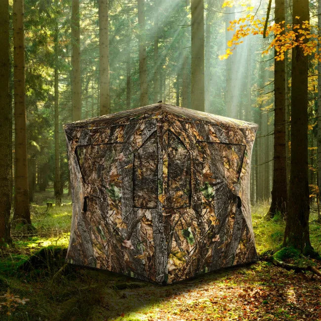 3 Person Portable Hunting Blind Pop-Up Ground Tent W/ Gun Ports & Carrying Bag