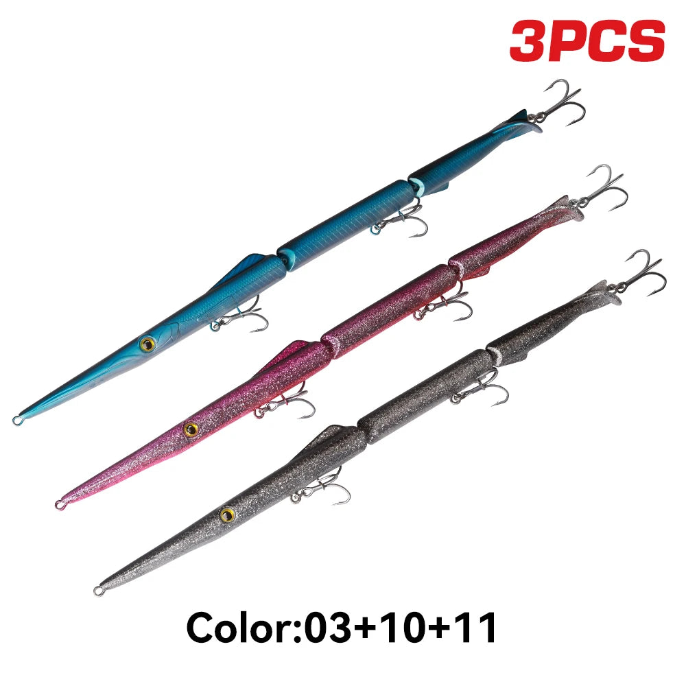 3pcs Jointed Pencil Fishing Lure 255mm 33g 3 Section Lure Needle Sinking Artificial Swimbaits For Saltwater Freshwater Bass Trout Pike Fishing