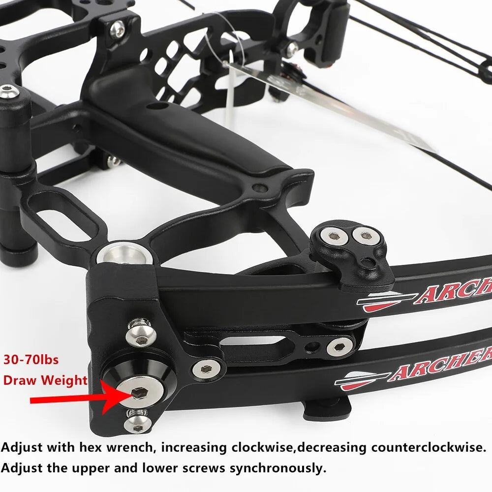 Compound Dual-use Bow 30-60lbs 19" Axle 420FPS 80% Let-off Right Hand for Hunting Steel Ball Shooting Target Practice