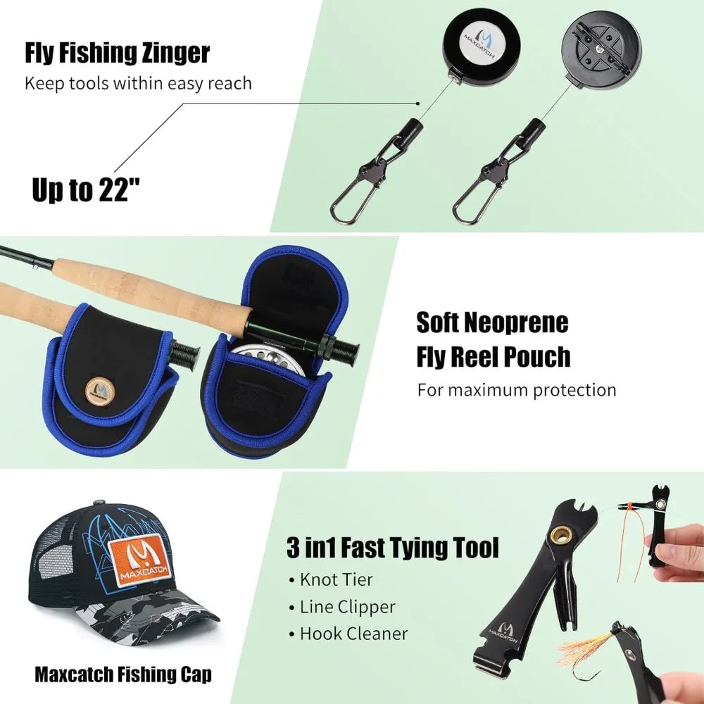Extreme Fly Fishing Combo Kit 3/5/6/8 Weight, Starter Fly Rod and Reel Outfit with Protective Travel Case