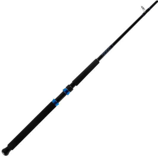 Boat fishing rod for saltwater use, graphite composite material, black color, high sensitivity and corrosion resistance
