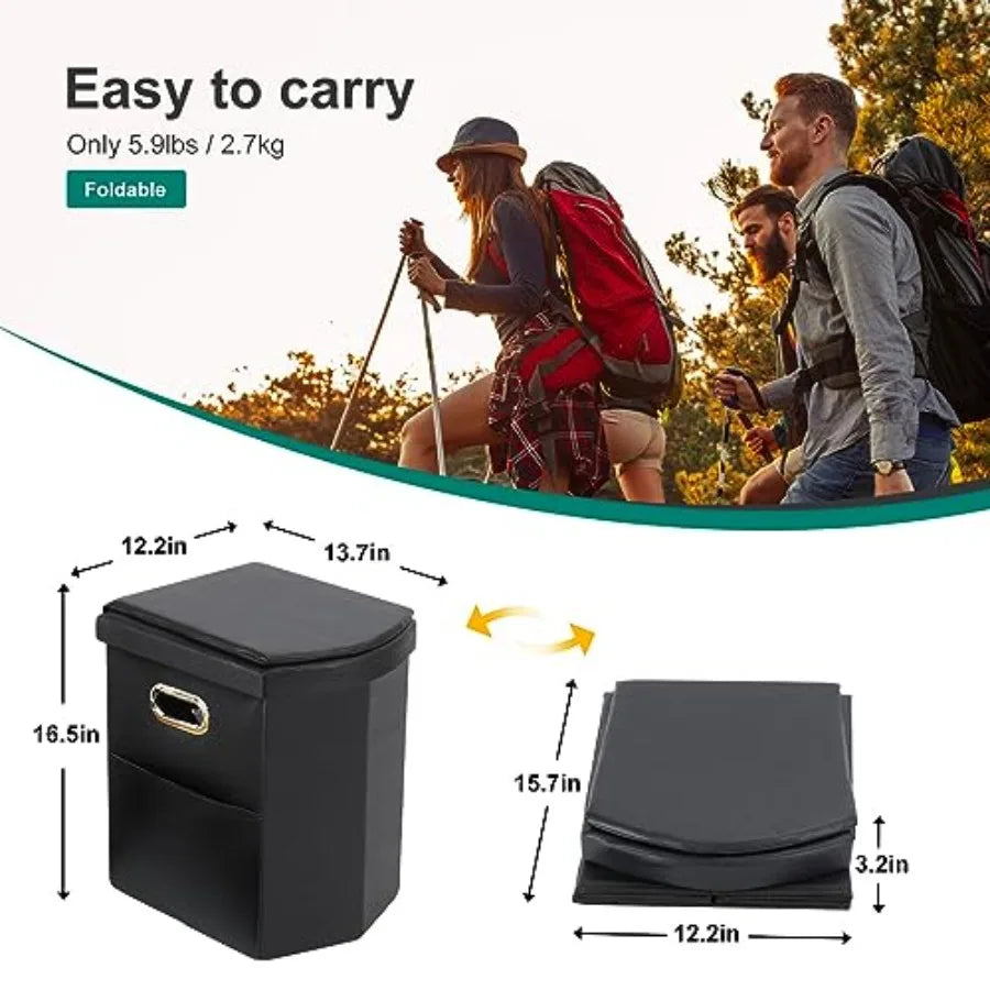 Upgrade XL Portable Toilet for Adults Extra Large Portable Travel Floding Toilet Camping Tall Toilets with Lid for Adults and C