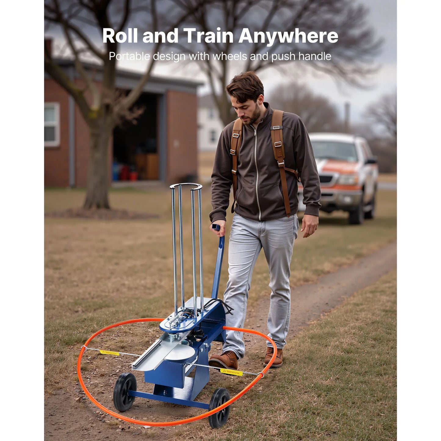 Clay Target Thrower Max 50/75-80 Clays 55 Yards Automatic on Wheels with Adjustable Foot Pedal Pull Handle for Shooting