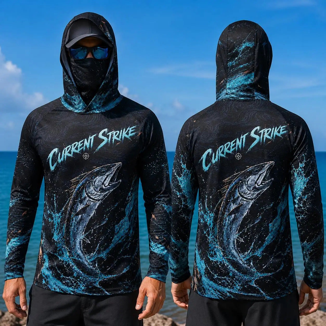 Men Fishing Hoodie Shirt Protection Long Sleeve Face Cover Quick Dry Sun Protection Fishing Jersey Performance Sailfish