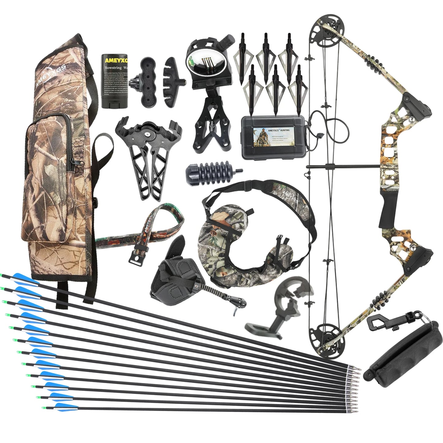20-70lbs Adjustable Compound Bow Set 320FPS 80% Let-off RH Complete with Accessories for Hunting Target Shooting