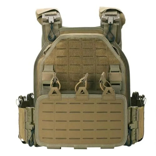 Tactical Outdoor Vest for Men Quick Release Laser-Cutting Modular Vest for Trainning Hiking... TAN