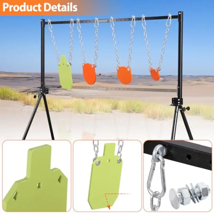 AR500 Steel Targets Stand Kit for Rifle and Pistol Training: 3 8 Thick 4 6 8 Gong Targets and 7x12 Torso Target with Adjustable