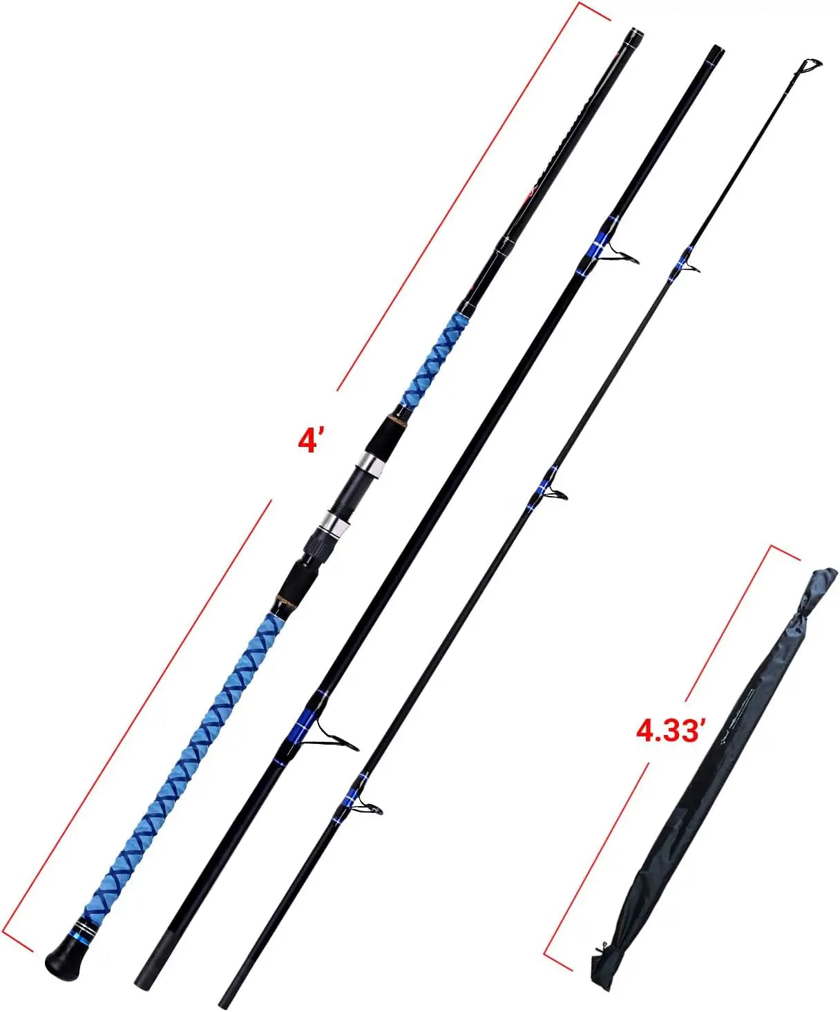 Surf Spinning Fishing Rod Carbon Travel Surf Rod 2 Piece/3 Piece/4 Piece Spinning Fishing Rod 9'/10'/11'/12'/15'