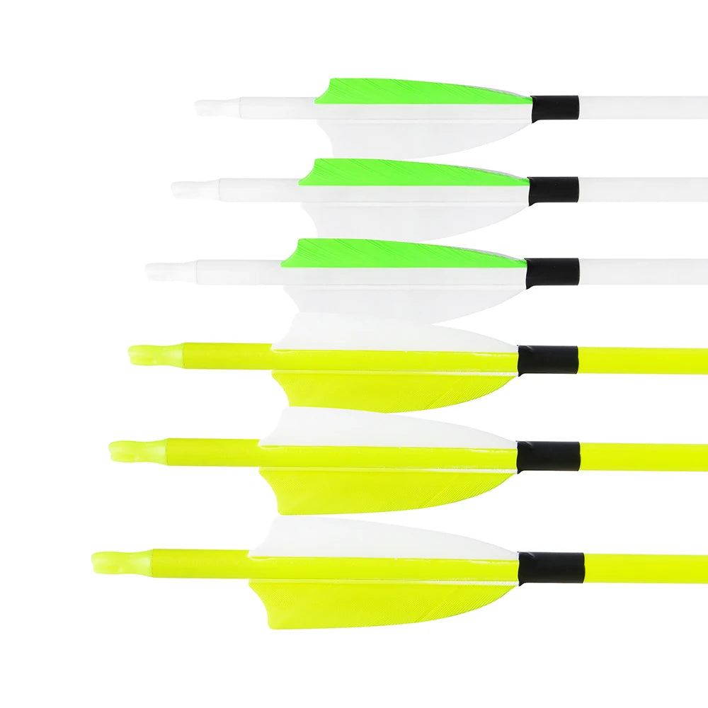12pcs Mixed Carbon Arrows 3inch Turkey Feather SP500 for Archery Recurve Compound Bow Outdoor Hunting Shooting Target Sports