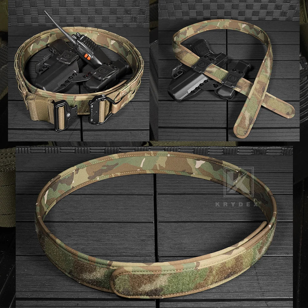 KRYDEX Tactical Buckleless Nylon Inner Belt 1.5'' Loop Waist Duty Belt Hunting Shooting Sport Accessories Men's Belt