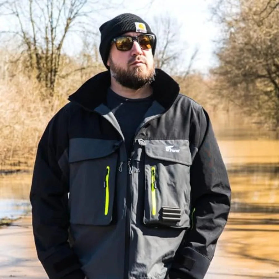 Fishing wading jackets for outdoor use, nylon fabric, olive green, breathable and waterproof