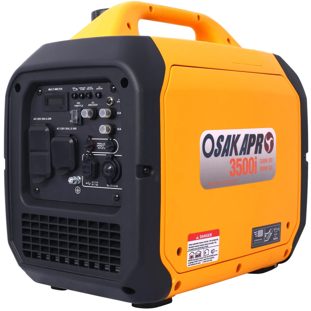 3500 Watt Portable Inverter Generator Gas Powered, EPA Compliant with CO SENSOR, Compact and Lightweight for Home Backup Power, Outdoor Camping, RV and Trailer AC Output Solar Generator for Garden Party