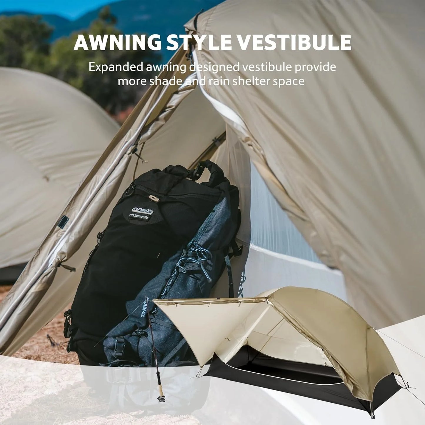 Naturehike Mongar UL Ultralight Backpacking Tent 15D Nylon Waterproof Hiking Tent 1/2 Person Riding Travel Trekking Shelter Tent