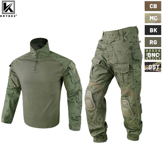 Tactical Camouflage Shirt & Pants Kit Combat Uniform Set For Outdoor Hunting Hiking Gear