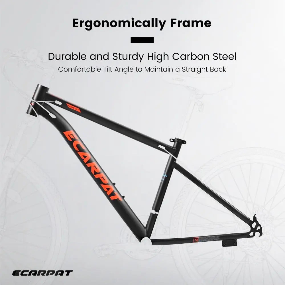 27.5 Inch Mountain Bike for Adults, Durable High Carbon Steel Frame, Front & Rear Disc Brakes, Stylish Brown Edge Tires, Wear-Resistant All Terrain Bicycle, Ideal for Urban Commuting & Outdoor Exploration