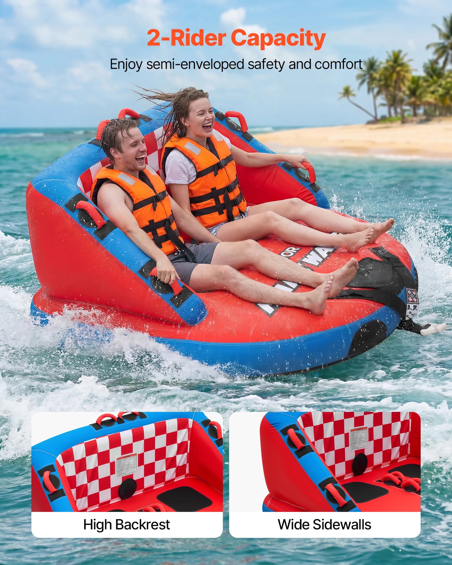 Towable Tubes for Boating 2/3/4-Rider 340/510/680 lbs Water Sports Boating Tubes-with Full Nylon Cover Dual Tow Points