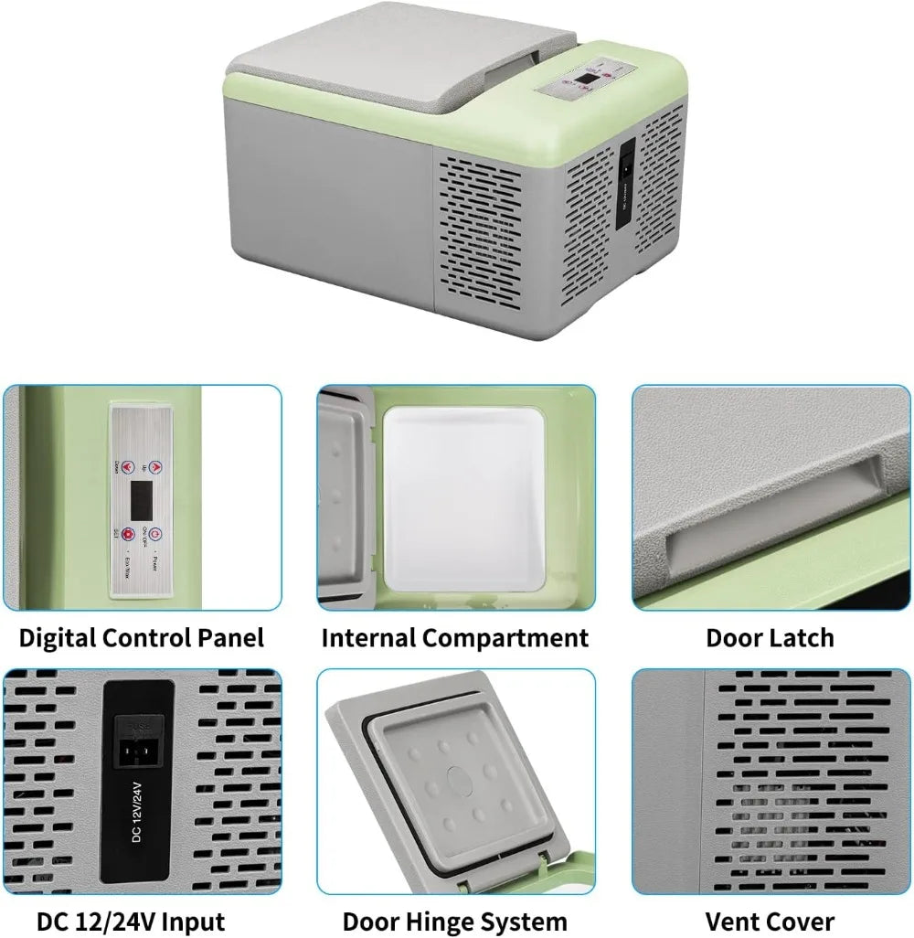 10 Quart Portable Freezer, 12V Car Refrigerator Fast Cooling -20°C to 20°C for Outdoor Camping RV Truck Boat