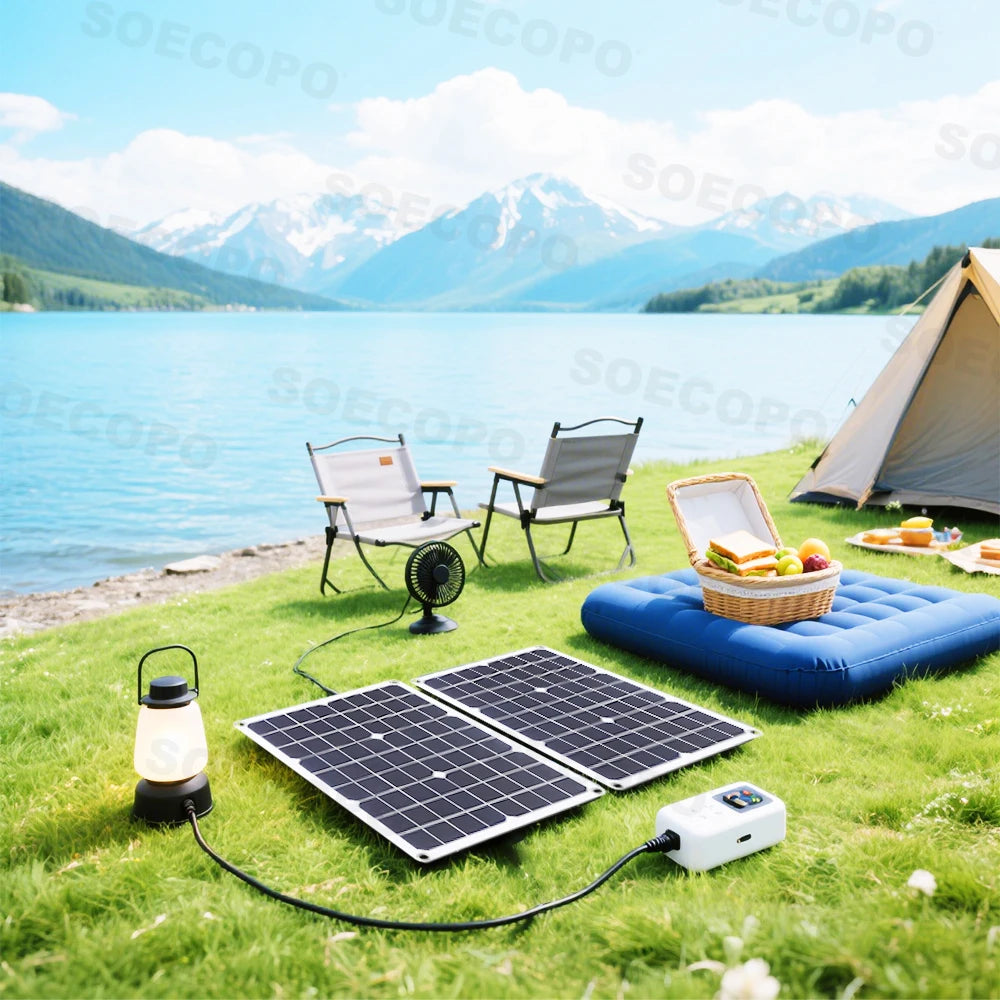SOECOPO 1000W Portable Solar Panel Kit - 2*18V Photovoltaic Panels for Camping. Includes Free 100A Controller & USB 5V Charging.