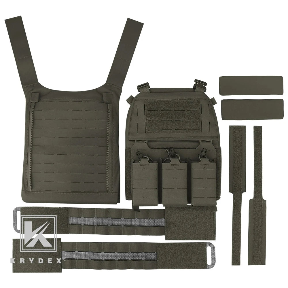 KRYDEX Tactical FCPC V5 Plate Carrier Vest Tegris Cummerbund 5.56 Triple Magazine Pouch Cobra Shoulder Buckle Airsoft Men Vest