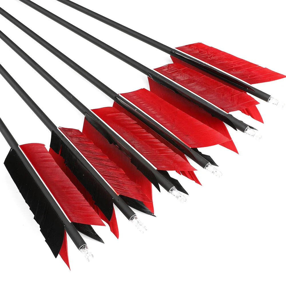 Carbon Arrows 12pcs 31.5inch Spine 500 OD7.8mm Turkey Feather Vanes for Outdoor Hunting Shooting Compound Recurve Bow