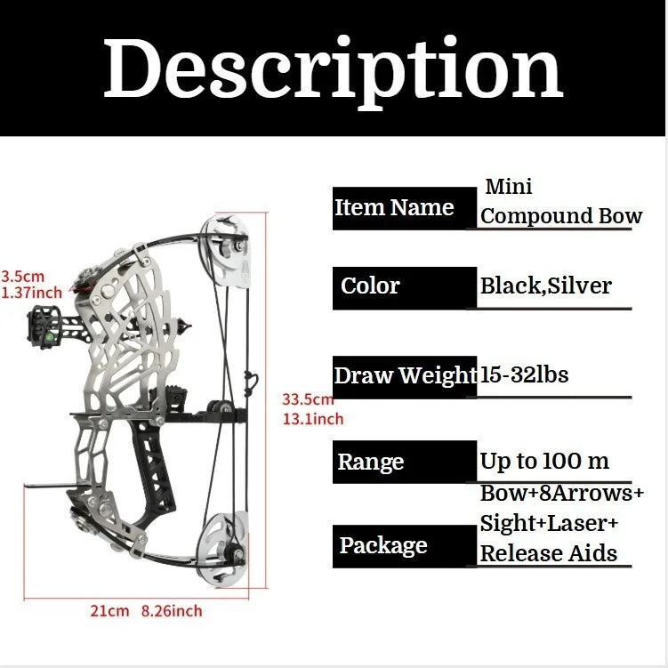 Compound Dual-use Bow Set 30-60lbs Adjustable Draw Weight 19" Axle 80% Let-off 420FPS High Speed Steel Ball Compatible Right Hand for Adults Outdoor Hunting Target Shooting Archery Accessories