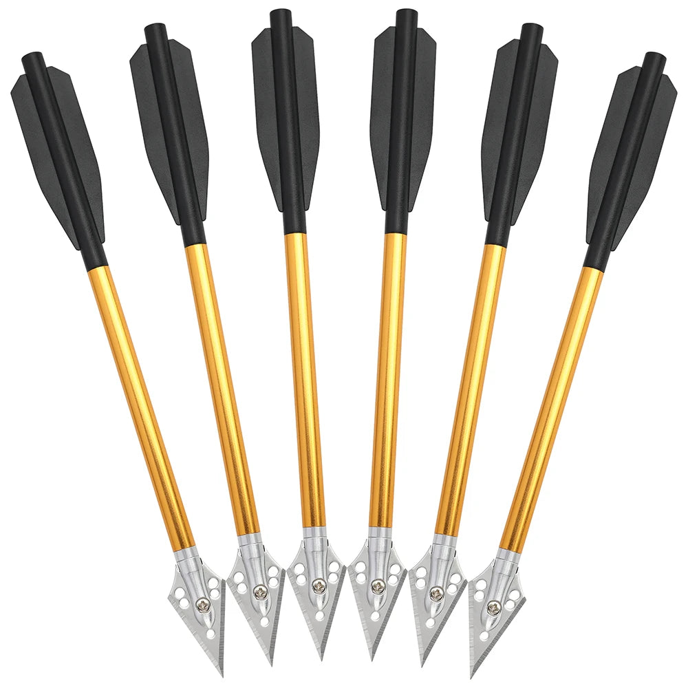 12pcs Archery Aluminium Arrows Black/Gold/Red 6.7 inch Crossbow Bolt Blade Arrowheads Hunting Shooting Target Outdoor Sports