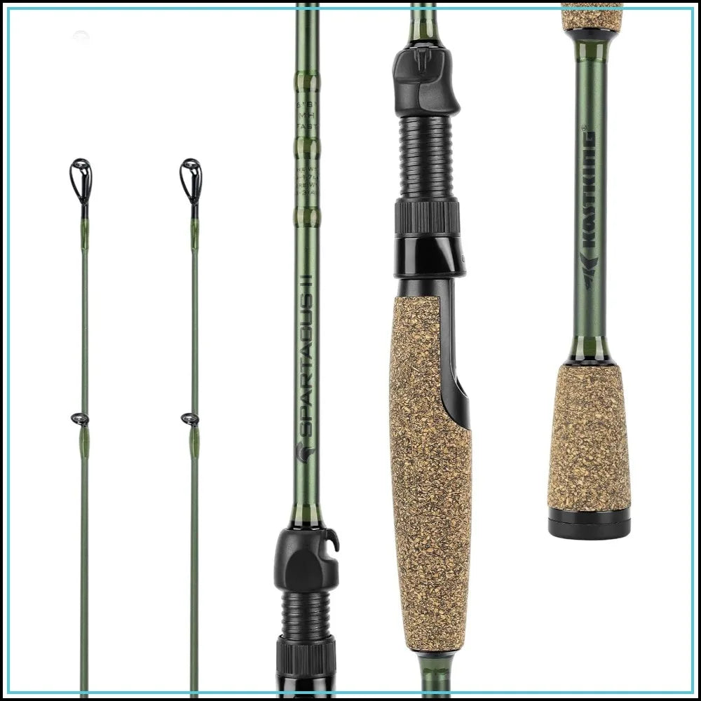 Fishing Rods with Graphite Blanks - 2-Piece Casting & Spinning Rods with Extra Tip for Smooth Casting and Comfort