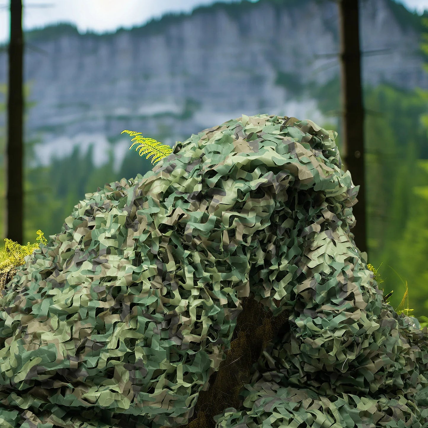 48㎡ Double-Layer Camo Net - 8x6m Sunshade Mesh Camouflage Netting for Military/Camping/Hunting/Outdoor CS Games