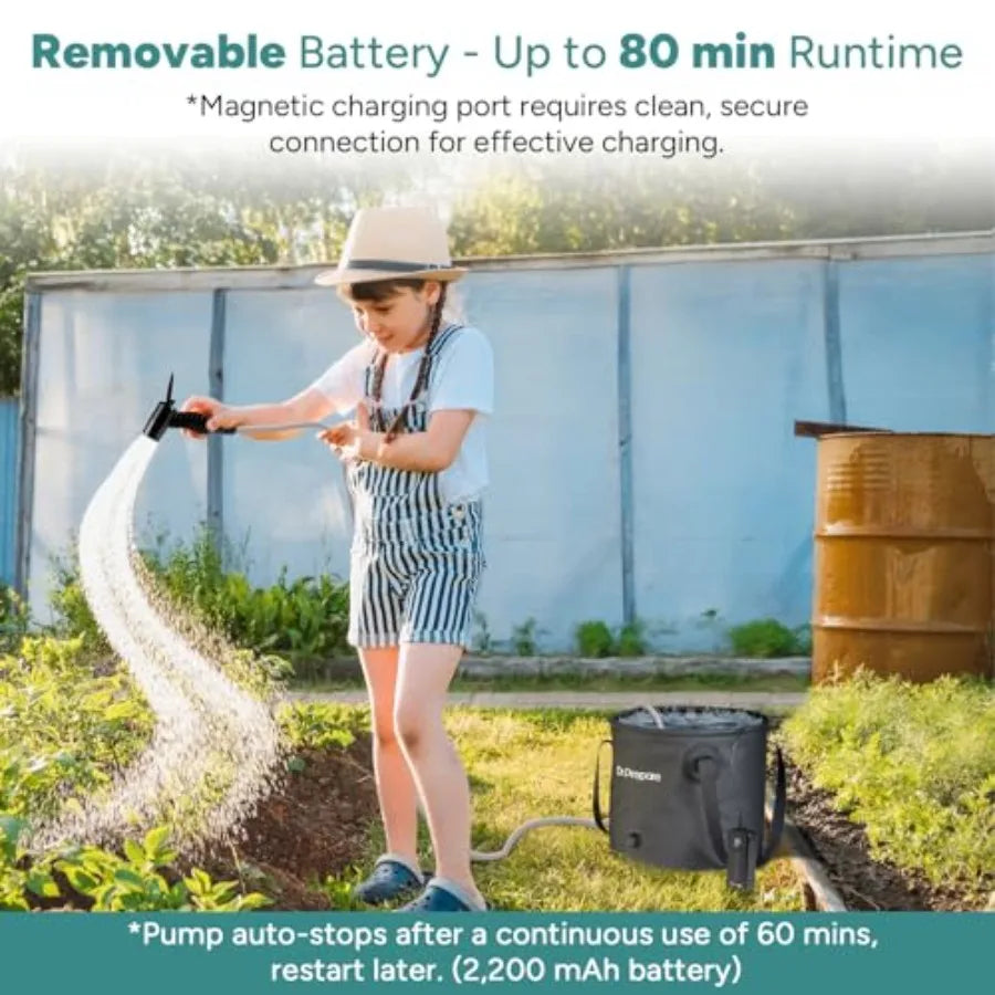 Portable Shower for Camping Camping Shower with 4.5 Gallons Foldable Bucket USB Rechargeable Battery 2 Shower Heads Outdoor Cam