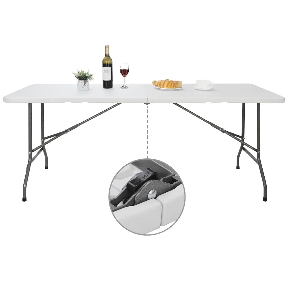Pack of 2 6ft Folding Table Portable Plastic Indoor Outdoor Picnic Camp Dining White