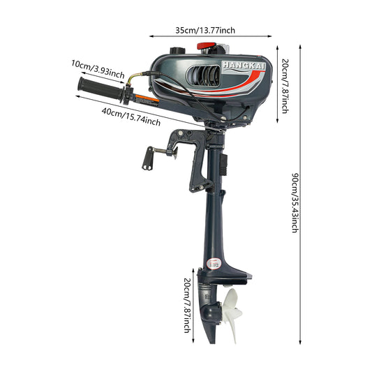 2-Stroke 3.5HP Gasoline Outboard Motor, Half Air & Half Water Cooling Marine Engine, Short Shaft Outboard Engine For Sailboats, Yachts, Canoes, Kayaks