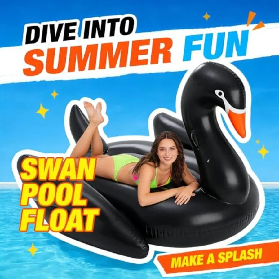 Adult Heavy Duty 70 Black Swan Pool Float for Swimming Pool Lounger Beach Party Outdoor Water Play Durable Material Ideal for P