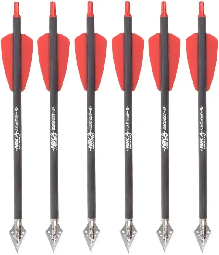 TY Archery 7.5" inch R9 Crossbow Bolts Carbon Arrows 2" Red Vanes with 100grain Broadhead for Hunting Shooting Targeting