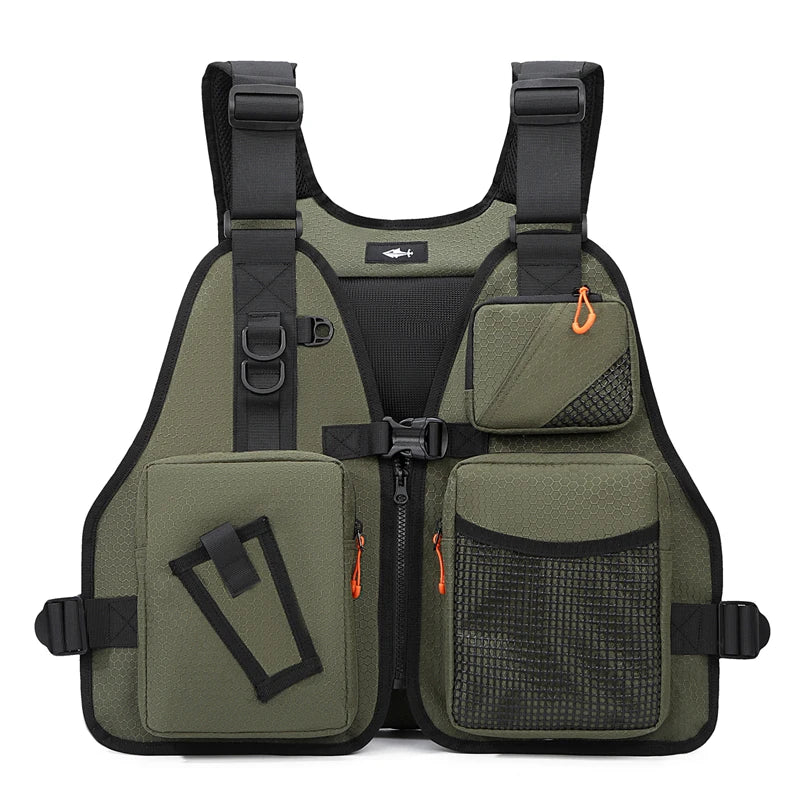 Fishing Vest Backpack Multifunctional Multi‑Pocket Breathable Waterproof Outdoor Tackle Storage Bag for Fishing Hiking Camping Hunting Adjustable Unisex Fishing Gear Accessory