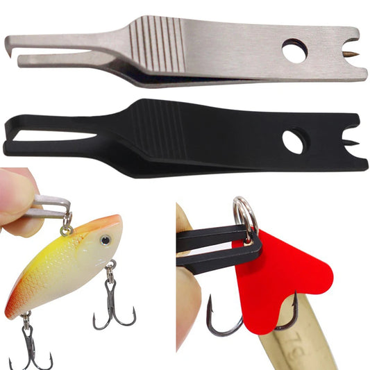 Fishing Line Tweezers Cutter Quick Split Rings Opener Stainless Steel Mini Fishing Pliers Lures Rings Opener Fishing Accessories