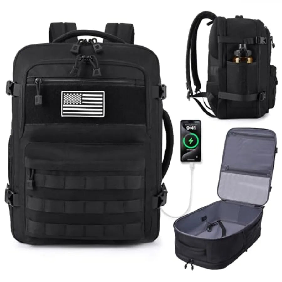 TSA Approved Carry On Backpack, Extra Large Tactical Travel Backpack for Men, Airplane Approved Weekender Bag, Water Resistant