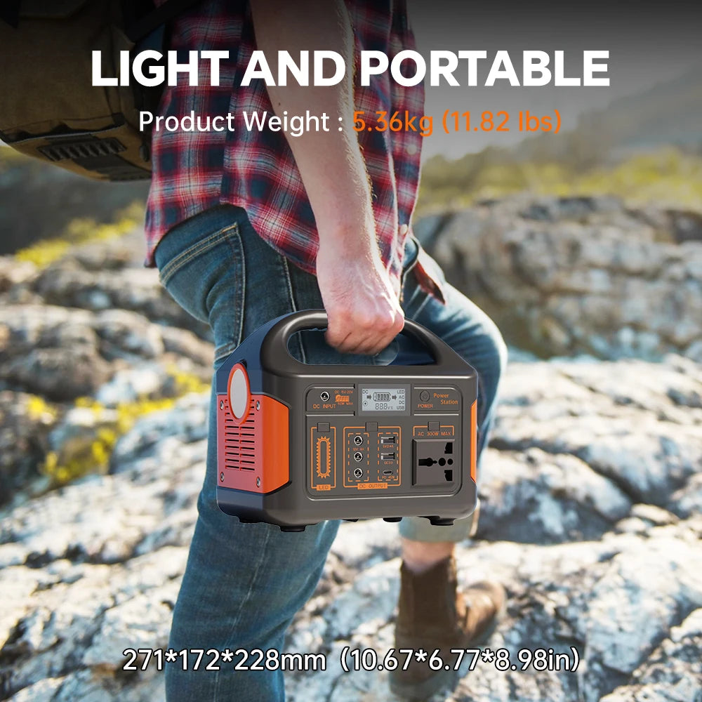 500W 460Wh Portable Solar Power Station Emergency Power LED Display Outdoor Power Supply LifePO4 Battery Power Bank for Camping Fishing