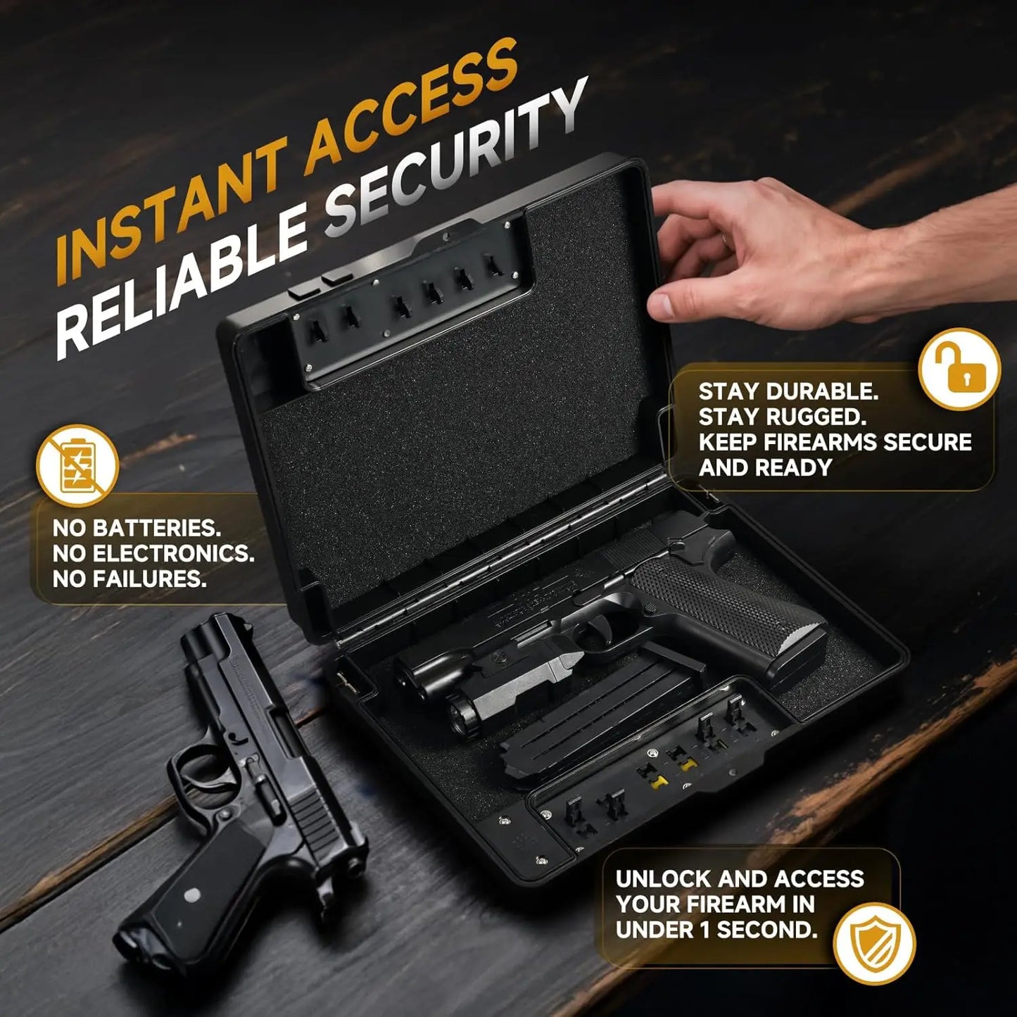 Portable Gun Case with TSA Lock, Quick Access Handgun Safe for Bedside and Car Storage