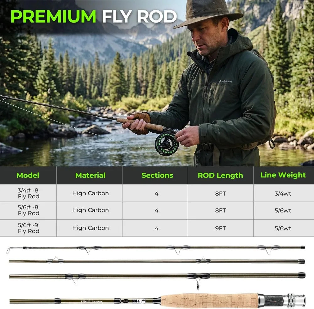 Complete Fly Fishing Rod & Reel Combo Kit – Ready-to-Fish Gear for Trout, Bass, Panfish
