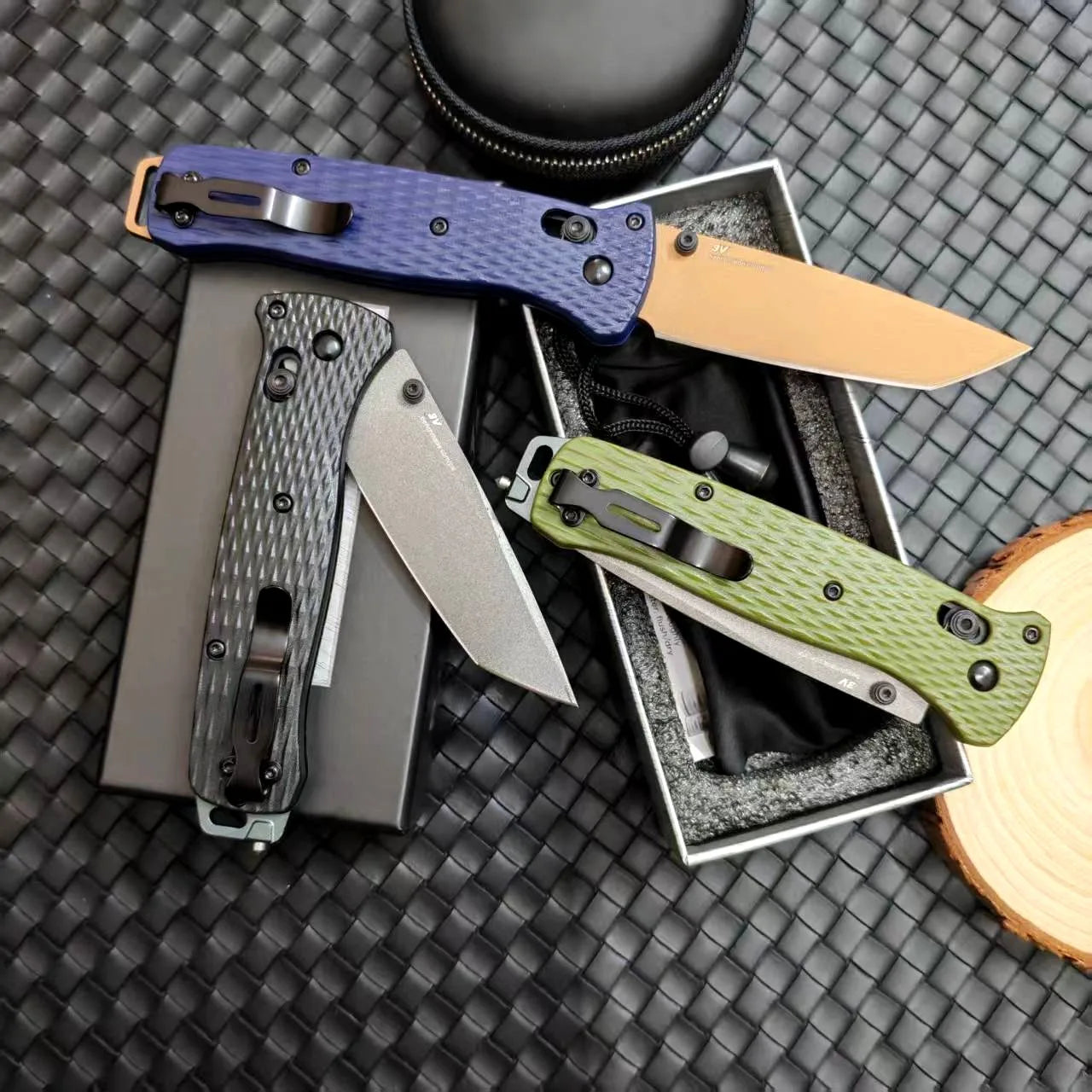 BM 537 Folding Pocket Knife Drop Point Flat Blade Nylon Fiber Handle Hunting Camping Tactical Combat Self-Defense Multi-Function