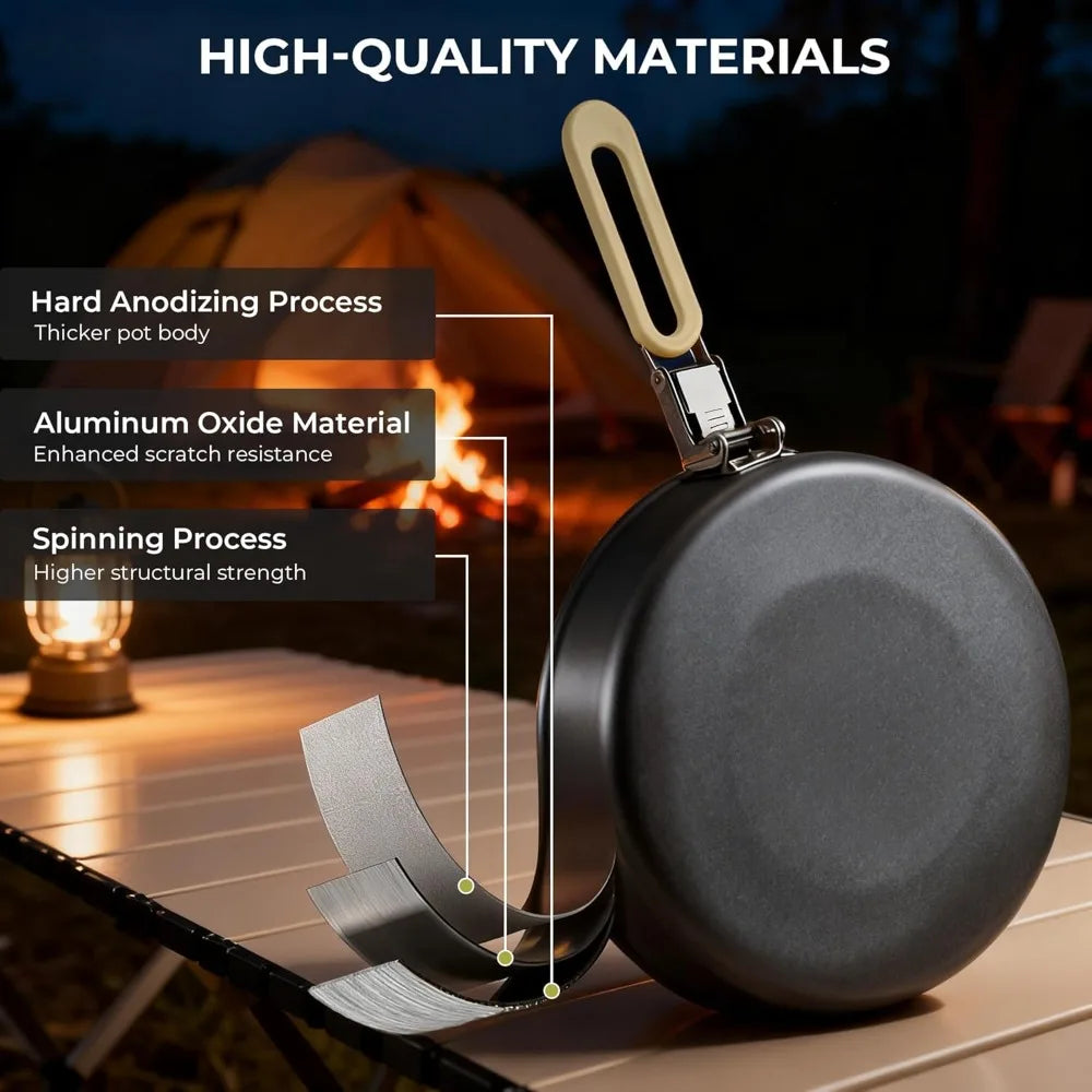 Alocs Camping Cookware Set - Lightweight Camping Pots and Pans - Portable Outdoor Cookware