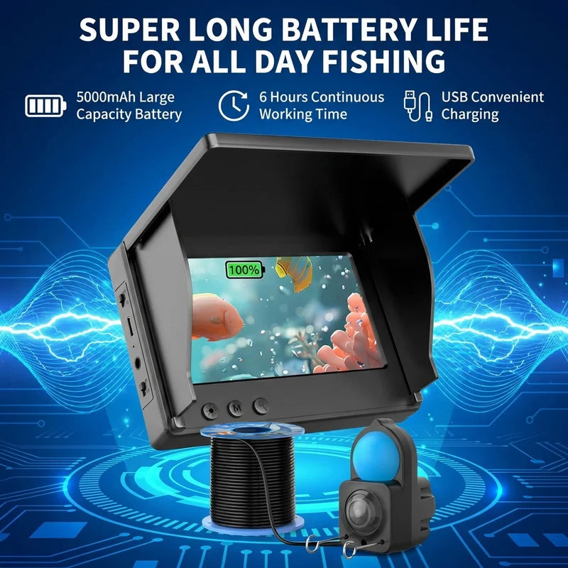 Underwater Fishing Camera Fish Finder 4.3'' HD Monitor Portable Camera with Night Vision Lights for Ice Fishing Lake Boat Kayak