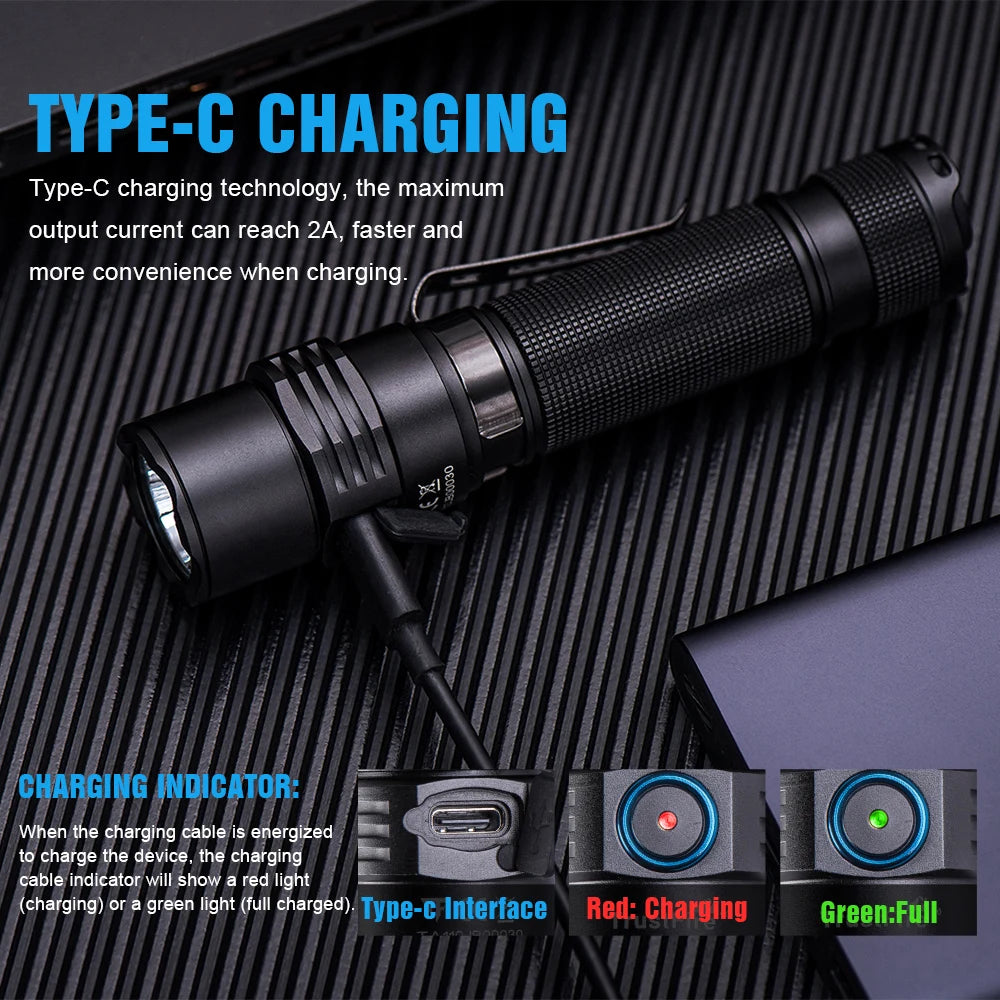 Trustfire T11R Tactical Led Flashlights 1800 Lumen Powerful Type C USB Rechargeable Torch Lamp 18650 High Power Lamp Dual Switch