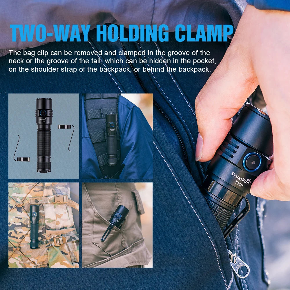 Trustfire T11R Tactical Led Flashlights 1800 Lumen Powerful Type C USB Rechargeable Torch Lamp 18650 High Power Lamp Dual Switch