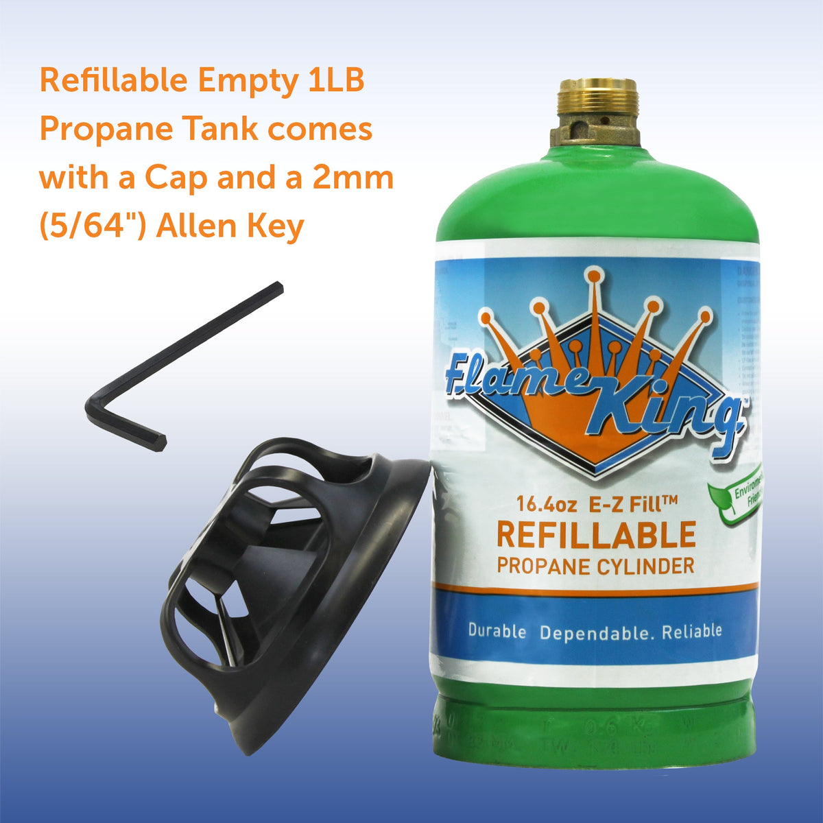 Flame King 1lb Refillable Propane Tank LP Cylinder- 2 Pack Eco Friendly Sustainable Tank